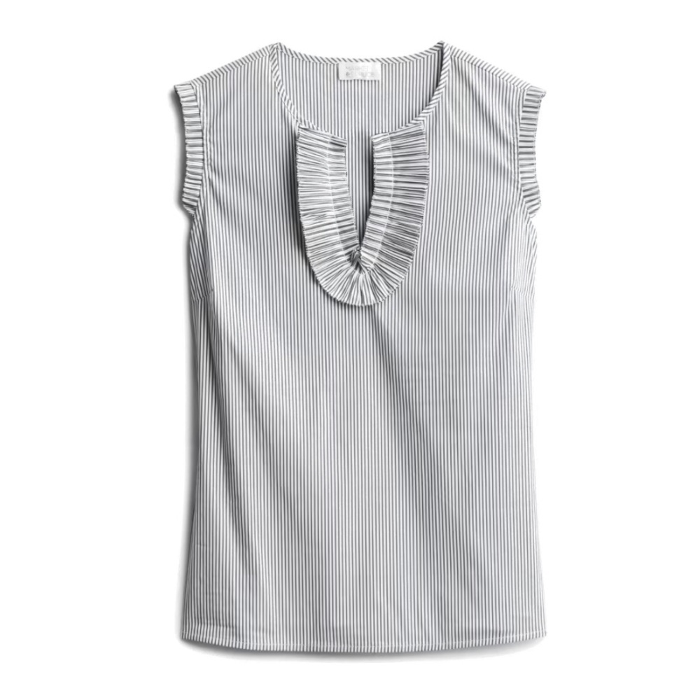 MARKET & SPRUCE Madissen Pleat Detail Top | Blue & White | NWT